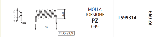 MUELLE RETENEDOR PZ 099 Derecho LS99314